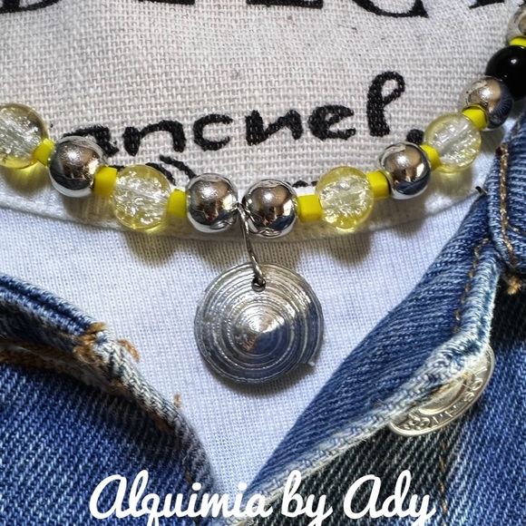 Alquimia Silver and Yellow shell citrine onyx Pendant Necklace - Picture 2 of 3